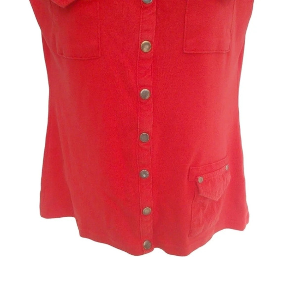 Le Grenier Sleeveless Work Shirt Red S - Picture 3 of 8